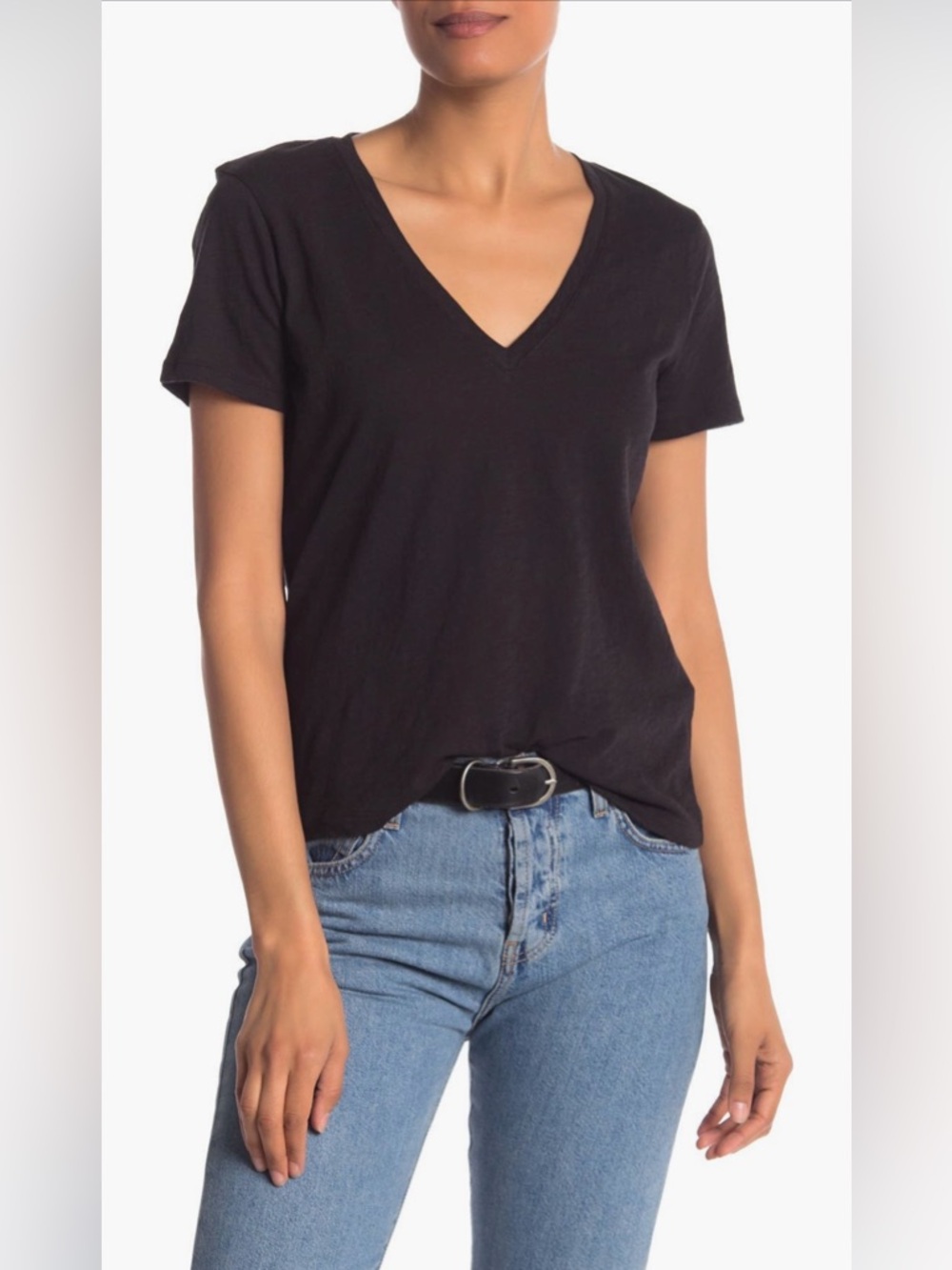 Madewell V-Neck Short Sleeve T-Shirt in True Black XXS NWOT